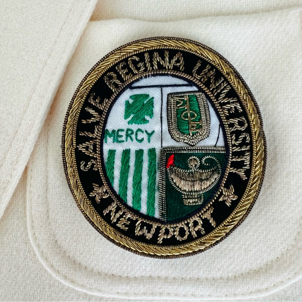 Vintage Cream Wool Salve Regina Crest Preppy Colligate Blazer Size M/L - Picture 16 of 16